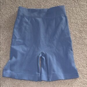 Blue Ribbed Biker Shorts